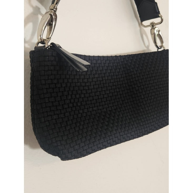 The Sak Black Woven Mini Clutch Handbag Removable Strap
