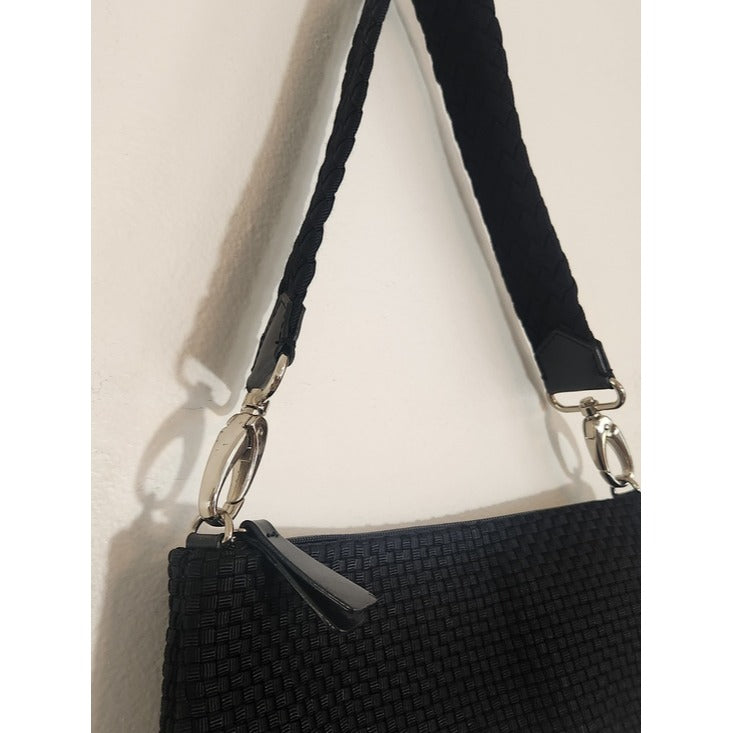 The Sak Black Woven Mini Clutch Handbag Removable Strap