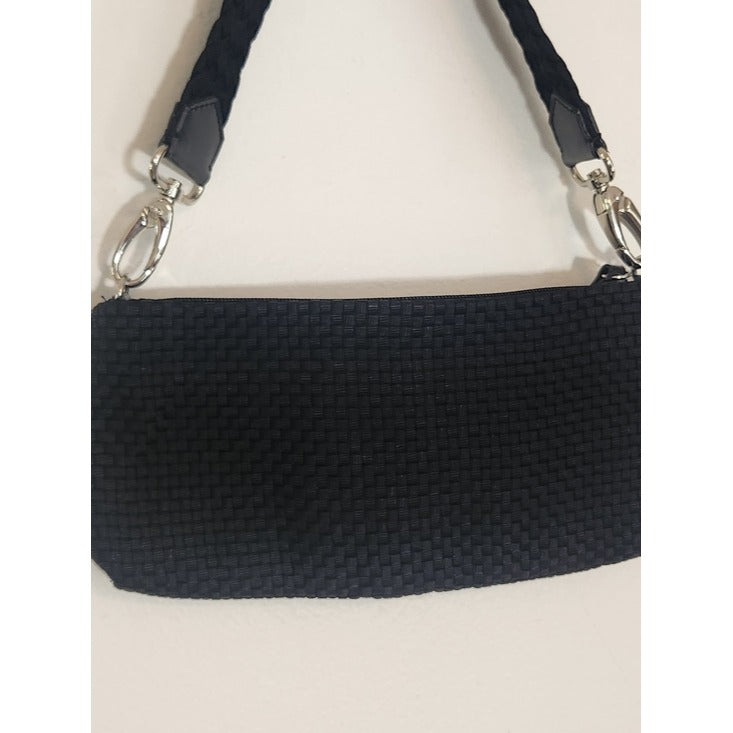 The Sak Black Woven Mini Clutch Handbag Removable Strap