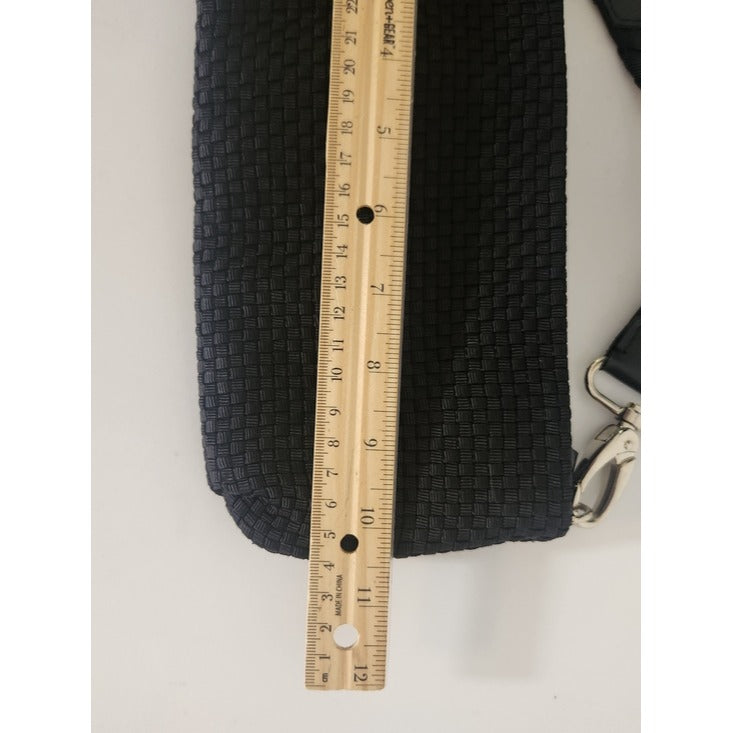 The Sak Black Woven Mini Clutch Handbag Removable Strap