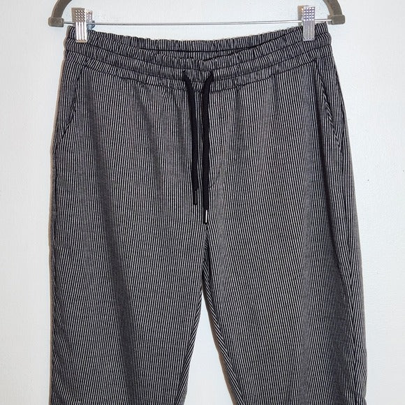 BoohooMAN Black Pinstripe Pull-On Pants Size Medium NWT