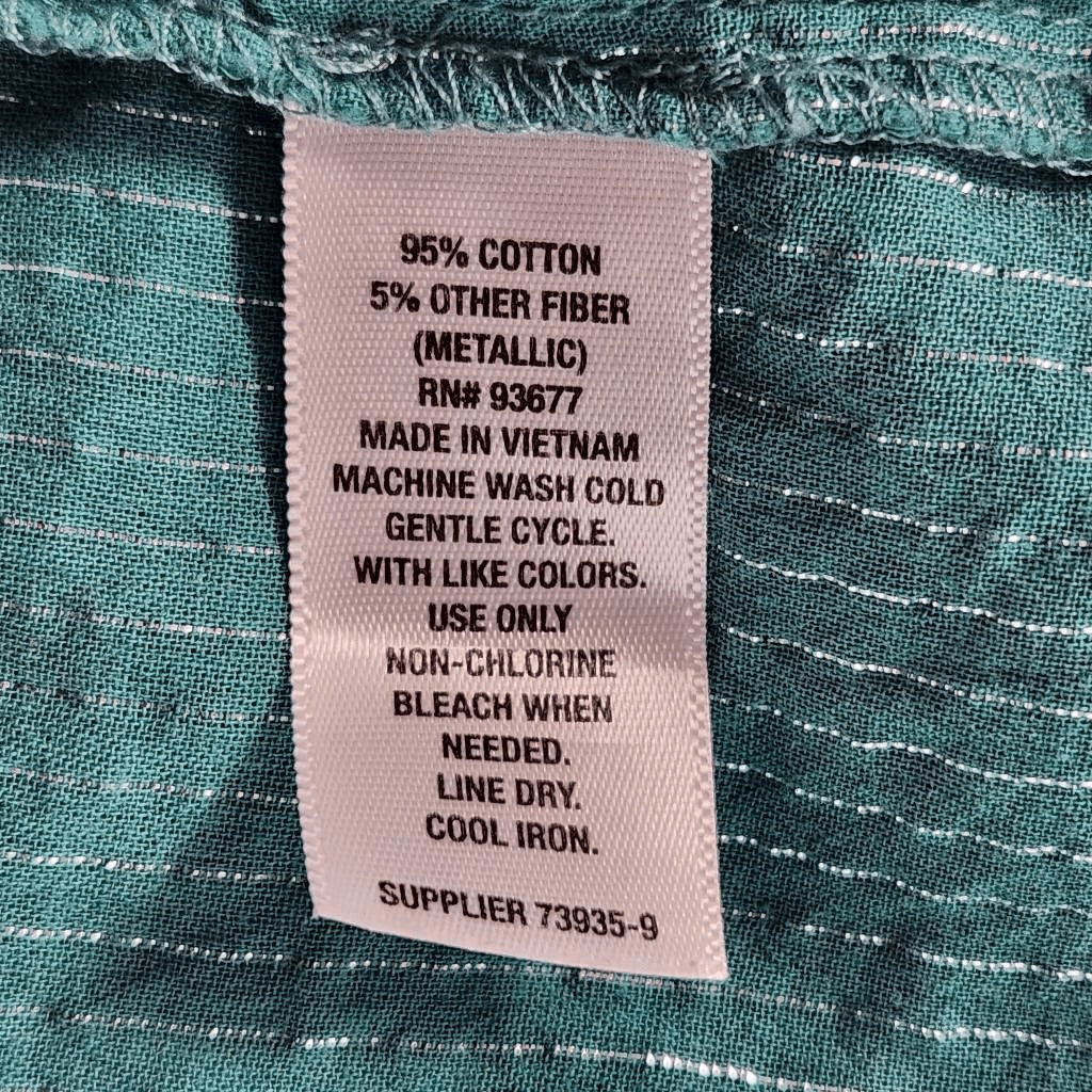 a.n.a Blue Boho Blouse with Full Sleeves Size XL Tall Blue and Silver Top