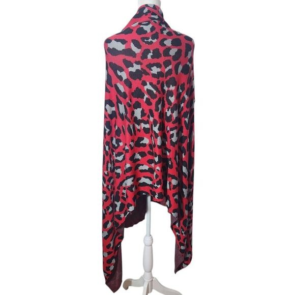 Colleen Lopez Red Leopard Print Open Front Shrug Size XL/1X Red Leopard Cardigan