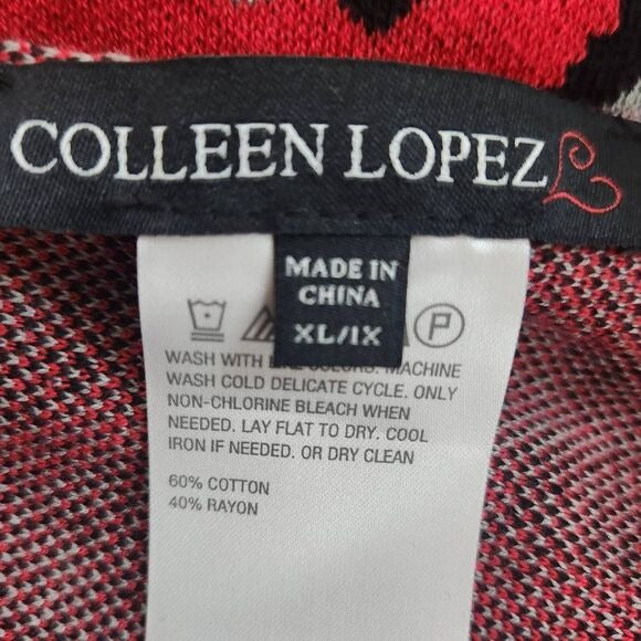 Colleen Lopez Red Leopard Print Open Front Shrug Size XL/1X Red Leopard Cardigan