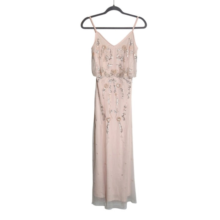 Altar'd State Pink Sequin Beaded Long Cocktail Dress Size Small