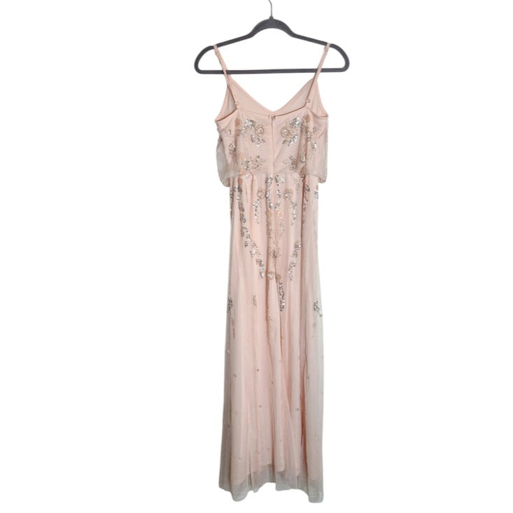 Altar'd State Pink Sequin Beaded Long Cocktail Dress Size Small