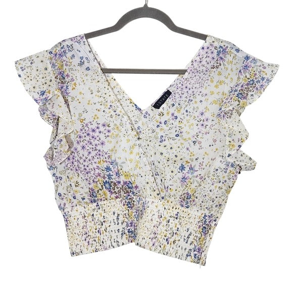 1 State Floral Cropped Blouse Size Large NWT