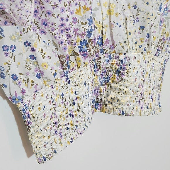 1 State Floral Cropped Blouse Size Large NWT