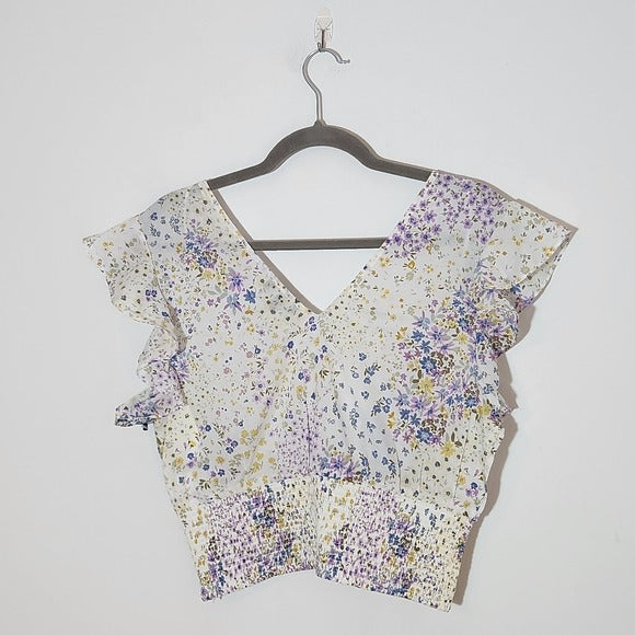 1 State Floral Cropped Blouse Size Large NWT
