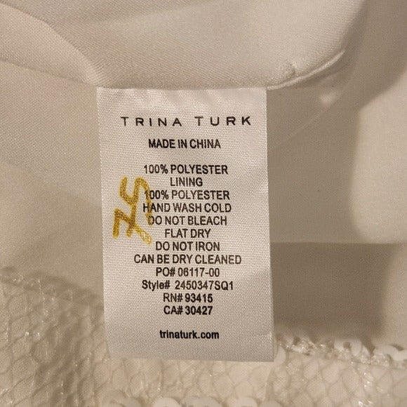 Trina Turk White Glitterati Sequin Mini Cocktail Dress Size 0 NWT