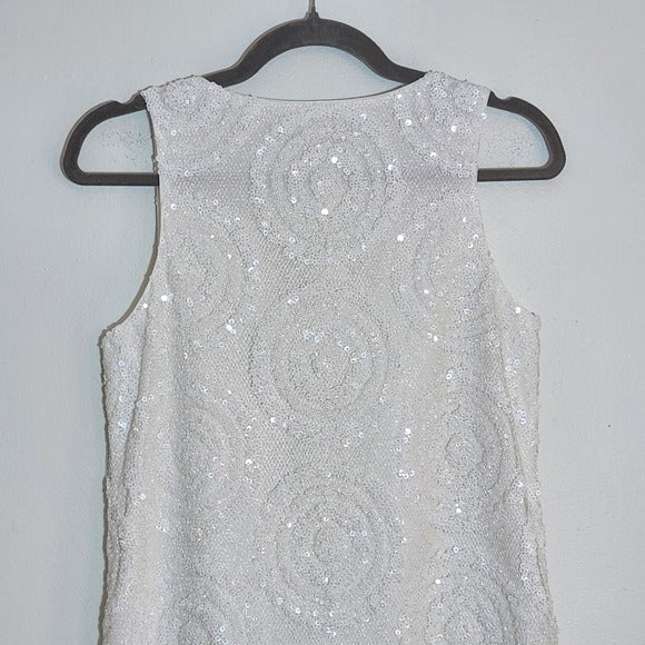 Trina Turk White Glitterati Sequin Mini Cocktail Dress Size 0 NWT