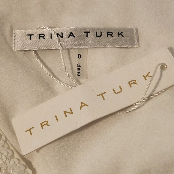 Trina Turk White Glitterati Sequin Mini Cocktail Dress Size 0 NWT