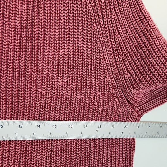 Venus Berry Pink Distressed Mock Neck Sweater with Cutouts Size Large