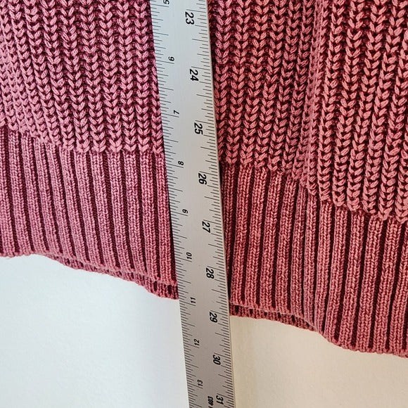 Venus Berry Pink Distressed Mock Neck Sweater with Cutouts Size Large