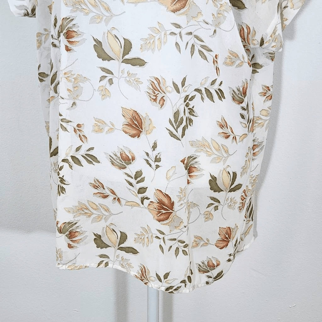 Umgee Sheer Floral Print Blouse Size Small Oversized Floral Top with Cap Sleeves