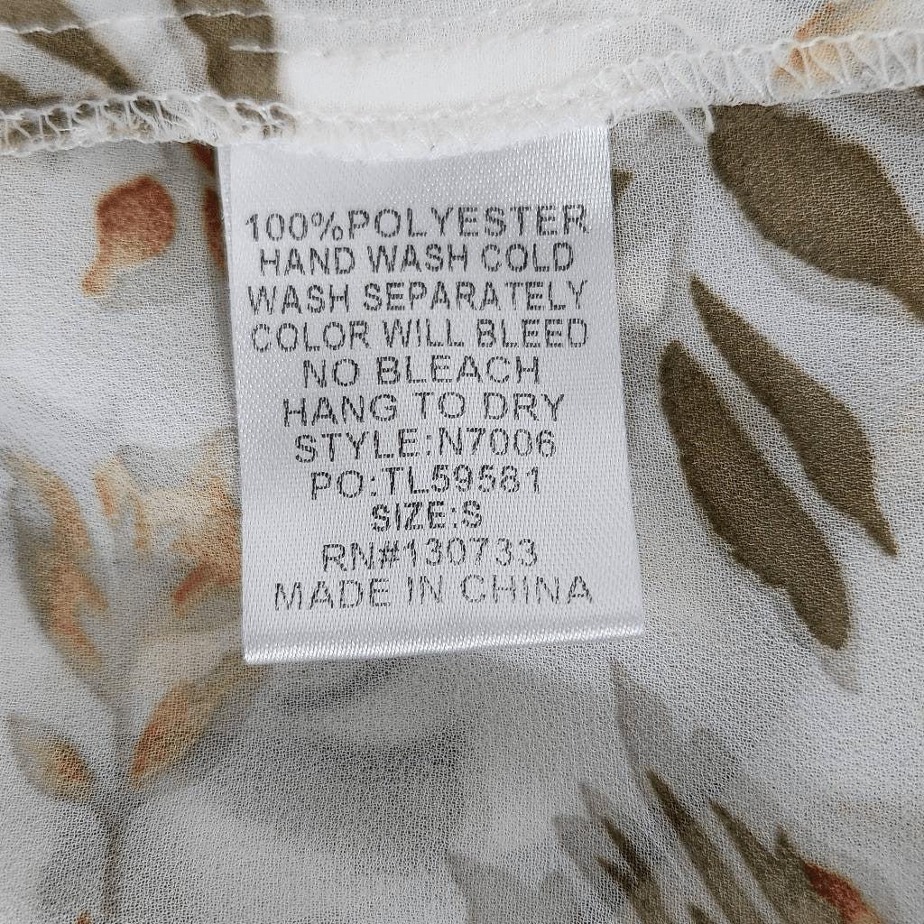 Umgee Sheer Floral Print Blouse Size Small Oversized Floral Top with Cap Sleeves
