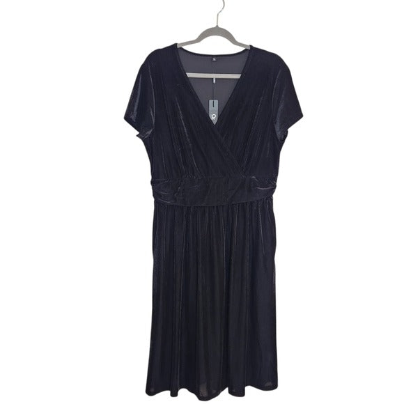 Ouges Black Wrap-Look Velvet Cocktail Dress Size XL NWT