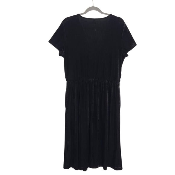 Ouges Black Wrap-Look Velvet Cocktail Dress Size XL NWT