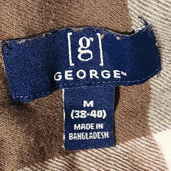 George Green and Orange Ombre Bleached Plaid Flannel Shirt Size Medium 38-40