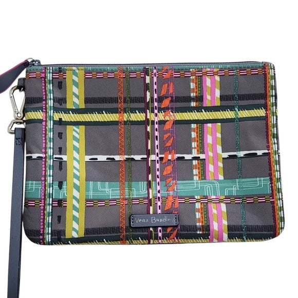 Vera Bradley Gray Multicolor City Plaid Wristlet Zip-Up 6 x 9