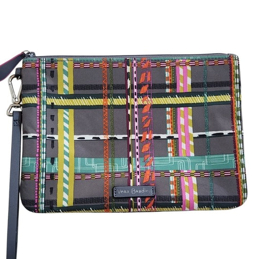 Vera Bradley Gray Multicolor City Plaid Wristlet Zip-Up 6 x 9