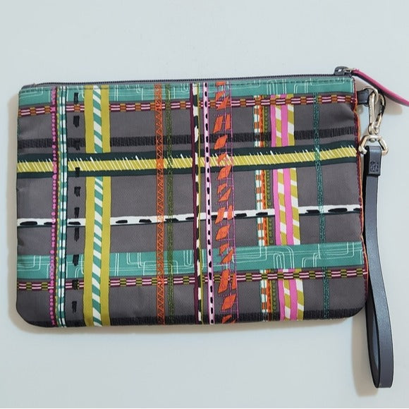 Vera Bradley Gray Multicolor City Plaid Wristlet Zip-Up 6 x 9