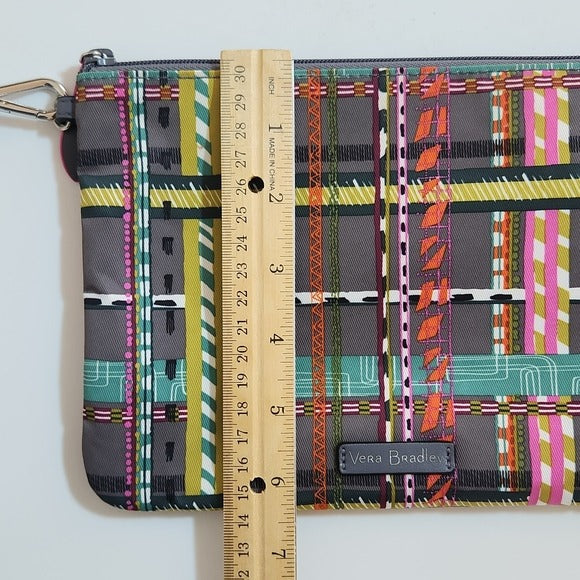 Vera Bradley Gray Multicolor City Plaid Wristlet Zip-Up 6 x 9