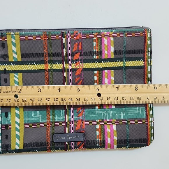 Vera Bradley Gray Multicolor City Plaid Wristlet Zip-Up 6 x 9