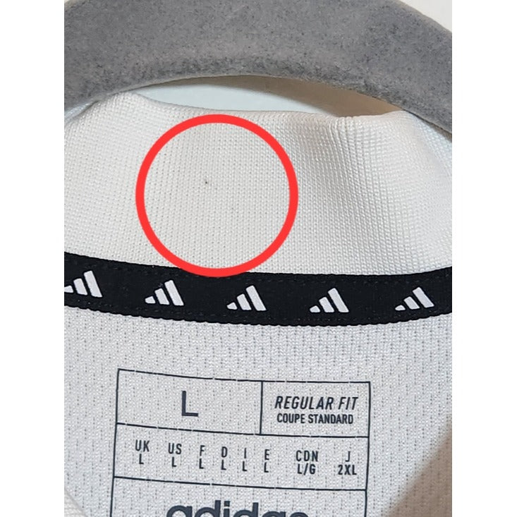 Adidas Mens White Short Sleeve Polo NWT Size Large Flaw