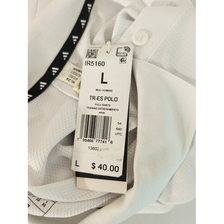 Adidas Mens White Short Sleeve Polo NWT Size Large Flaw