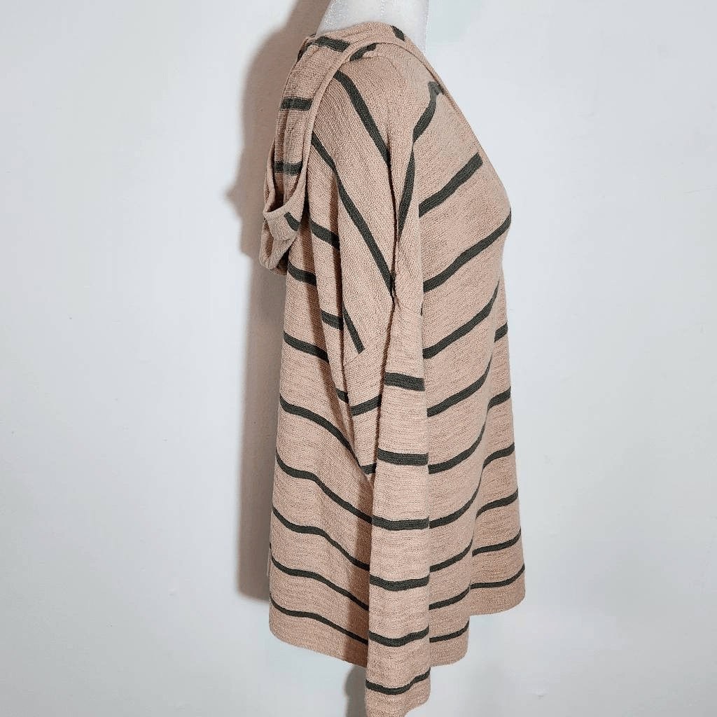 J. Jill Peach and Green Oversized Hoodie Pullover Size Medium Striped Hoodie