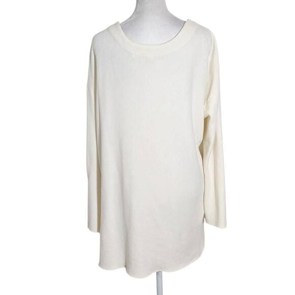 Truly Madly Deeply Distressed Cream Lace-Up Knit Top Size Large