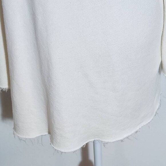 Truly Madly Deeply Distressed Cream Lace-Up Knit Top Size Large