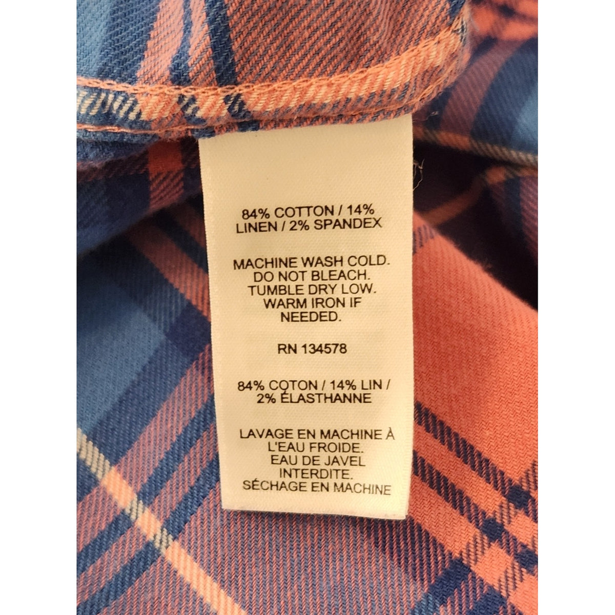 Vineyard Vines Mens Pink and Blue Plaid Button Down Shirt Size Large
