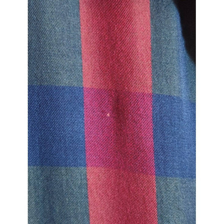 Molly & Isadora Burgundy and Blue Plaid Button Up Blouse Size 2X