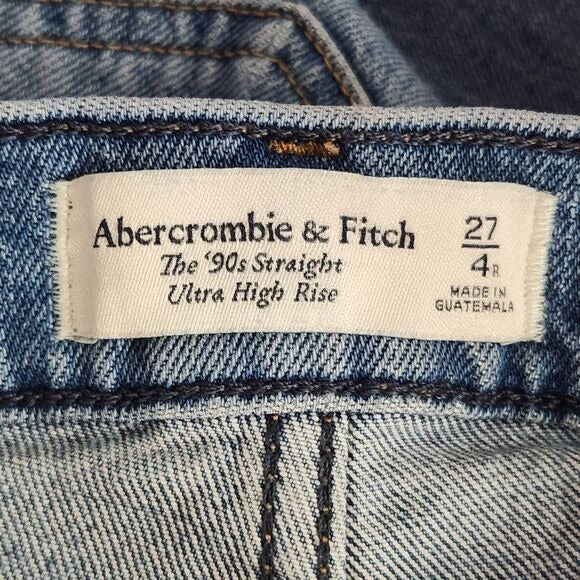 Abercrombie & Fitch Distressed Straight High-Rise Jeans Size 4 90s Fit Jeans