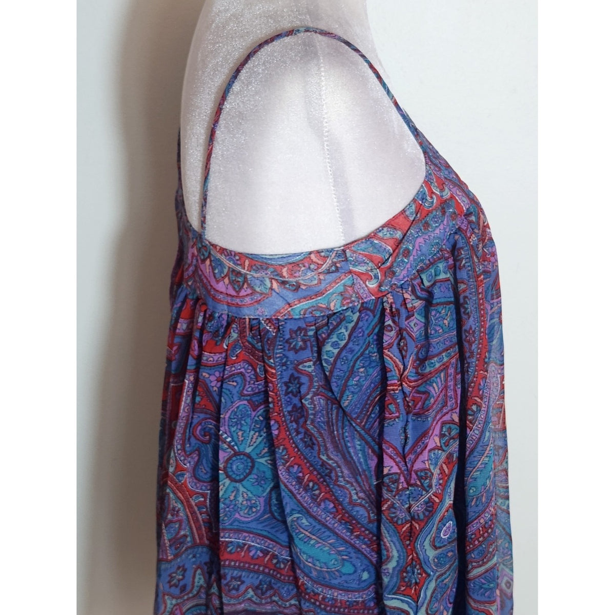 Angie Blue Paisley Print Asymmetrical Blouse Size Small NWT