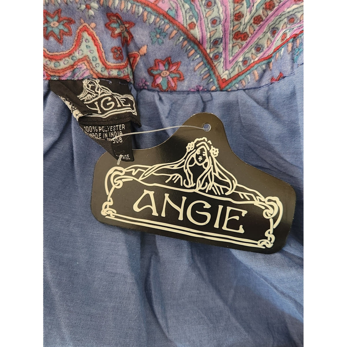 Angie Blue Paisley Print Asymmetrical Blouse Size Small NWT