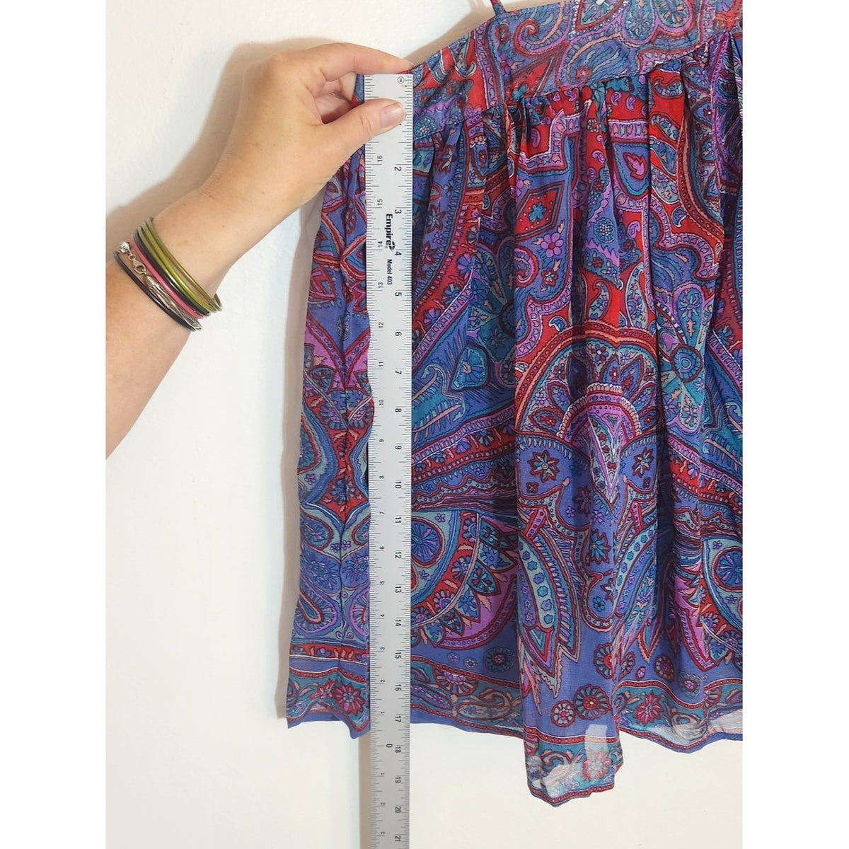 Angie Blue Paisley Print Asymmetrical Blouse Size Small NWT