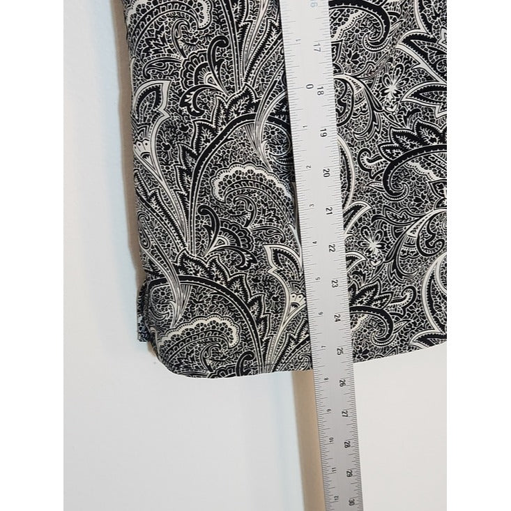 Appleseed's Black and White Paisley Print Button-Up Blouse Size Medium