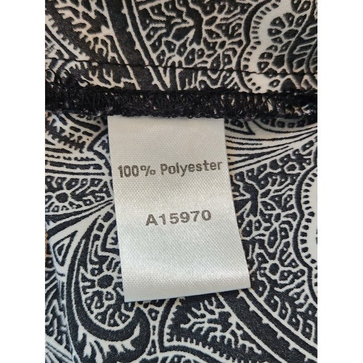 Appleseed's Black and White Paisley Print Button-Up Blouse Size Medium