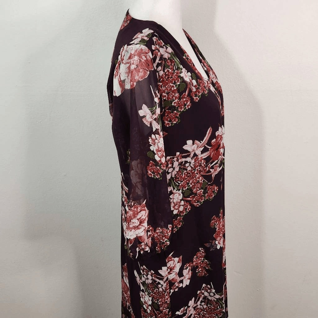 IZ Byer Burgundy Floral Dress Size Medium Oxblood Wedding Guest Dress