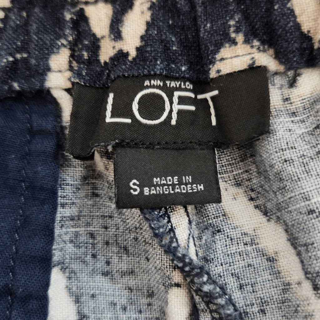 LOFT Navy Linen Shorts Size Small Navy and Cream Boho Shorts