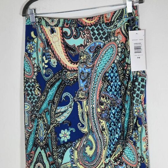Sunny Leigh Paisley Midi Skirt Size Medium Petite Wrap Look Skirt, New