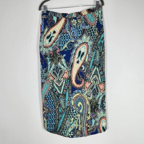 Sunny Leigh Paisley Midi Skirt Size Medium Petite Wrap Look Skirt, New