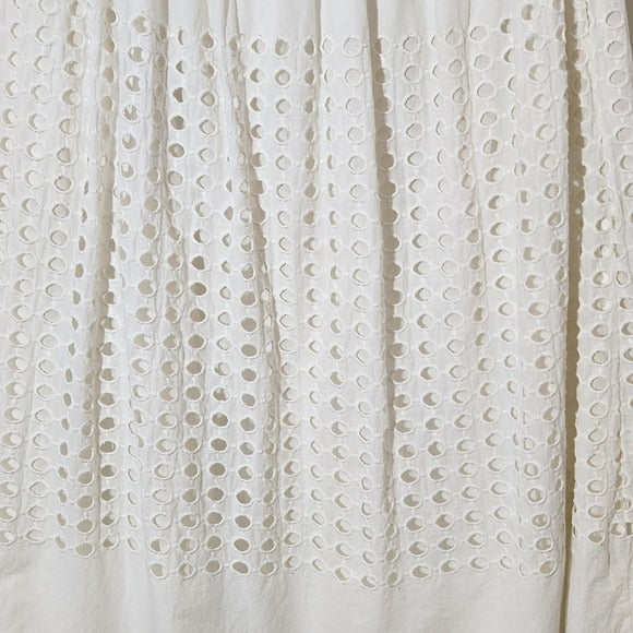 Jennifer & Grace White Circle Embroidered Cotton Boho Maxi Skirt Size Large