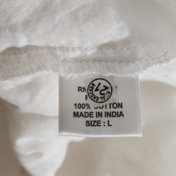 Jennifer & Grace White Circle Embroidered Cotton Boho Maxi Skirt Size Large