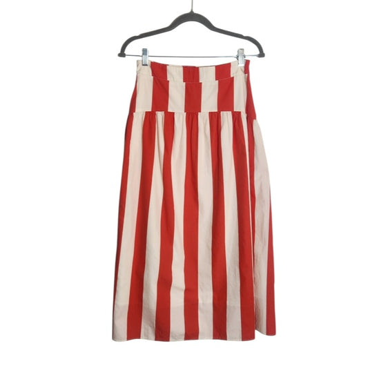 Avara Red and Cream Stripe Midi Skirt Size 6