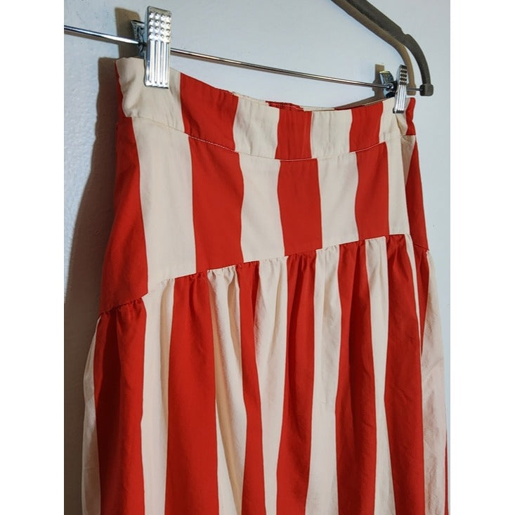 Avara Red and Cream Stripe Midi Skirt Size 6