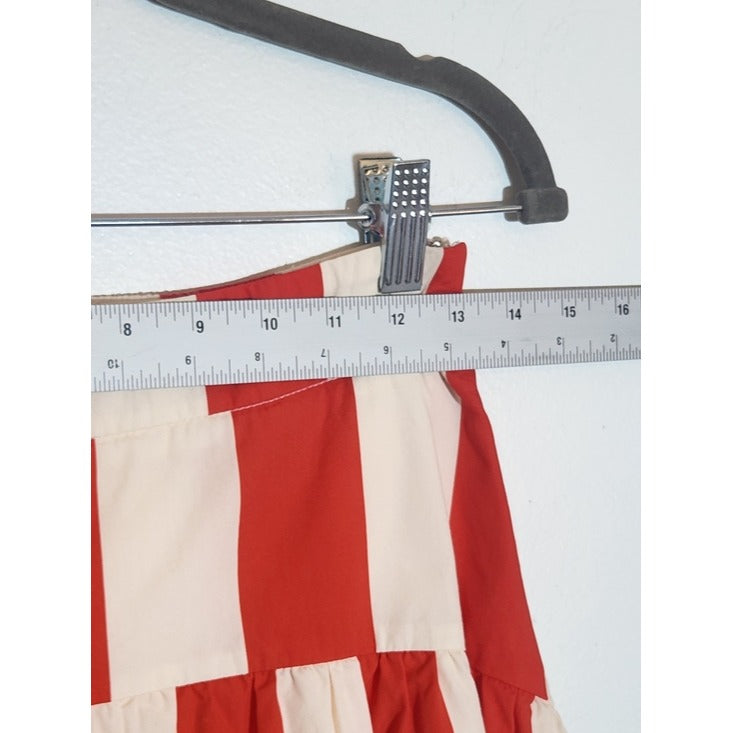 Avara Red and Cream Stripe Midi Skirt Size 6